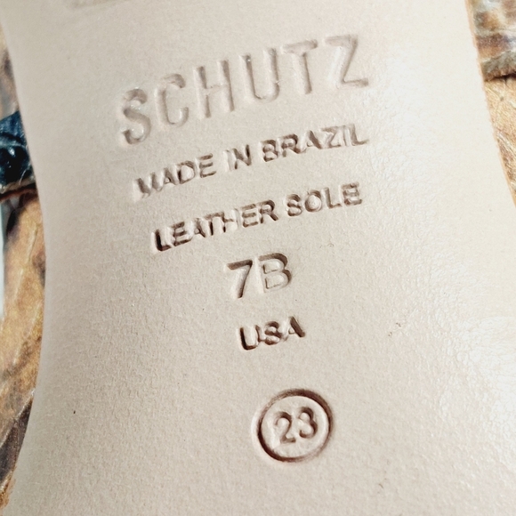 Schutz Julianna Block Snake-Embossed Leather Cage Sandals H868 - Picture 12 of 13